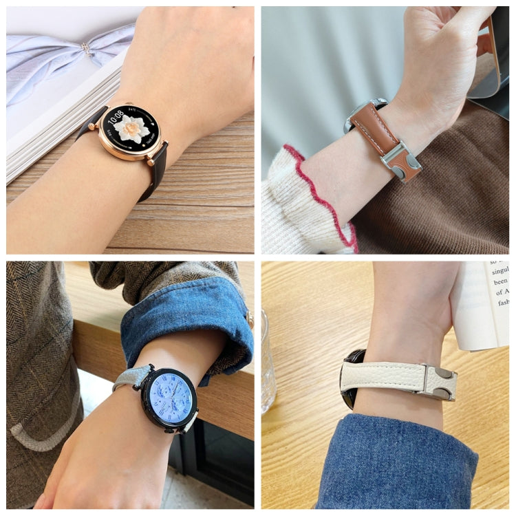 20mm Universal Slim Magnetic Buckle Genuine Leather Watch Band(Plain Weave Grey) - free shipping - PMc TechLife - Order now!