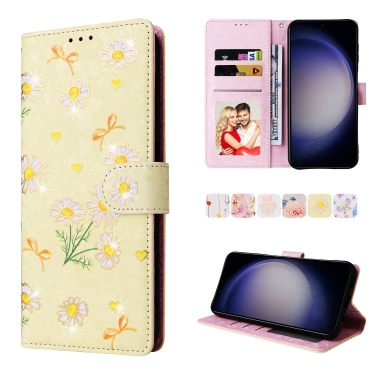 For Samsung Galaxy S25 5G Bronzing Painting RFID Leather Phone Case(Yellow Daisy) - Galaxy S25 5G Cases by PMC Jewellery | Online Shopping South Africa | PMC Jewellery | Buy Now Pay Later Mobicred