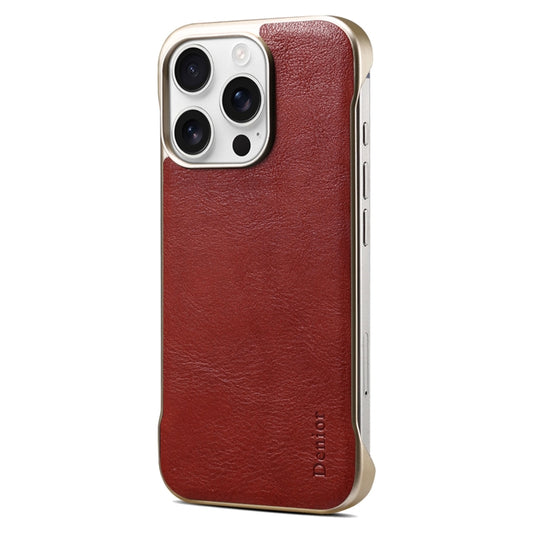 For iPhone 16 Pro Denior MagSafe Genuine Leather Calf Texture  Phone Case(Red) - iPhone 16 Pro Cases by Denior | Online Shopping South Africa | PMC Jewellery | Buy Now Pay Later Mobicred