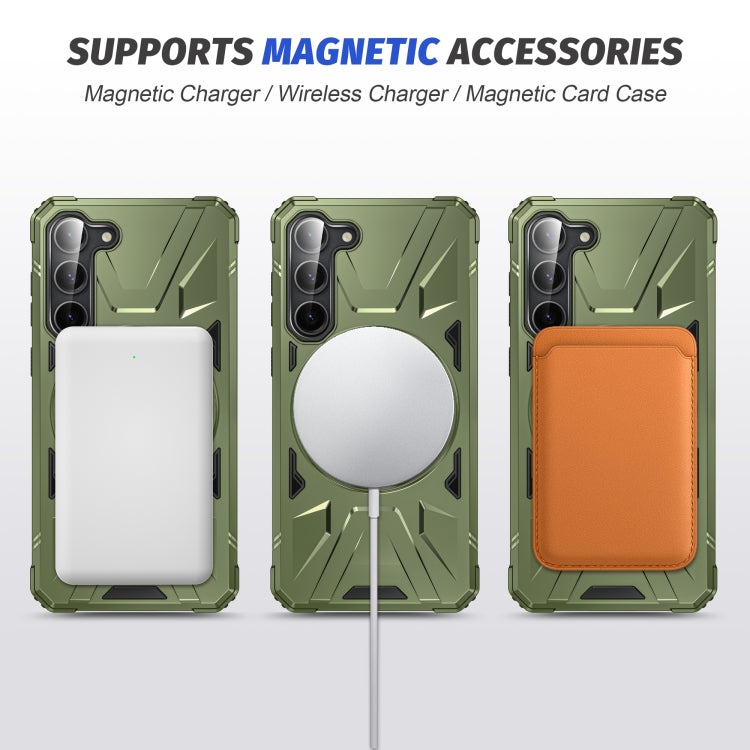 For Samsung Galaxy S25+ 5G MagSafe Magnetic Shockproof Phone Case with Ring Holder(Dark Green) - Galaxy S25+ 5G Cases by PMC Jewellery | Online Shopping South Africa | PMC Jewellery | Buy Now Pay Later Mobicred