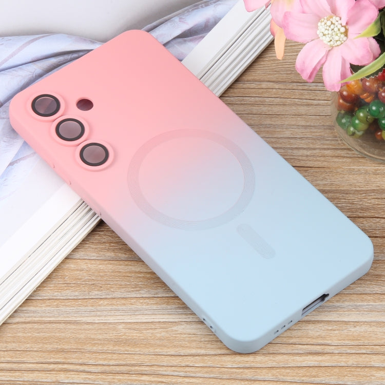 For Samsung Galaxy S25 5G Liquid TPU Silicone Gradient MagSafe Phone Case(Pink Blue) - Galaxy S25 5G Cases by PMC TechLife | Online Shopping South Africa | PMC TechLife | Buy Now Pay Later Mobicred