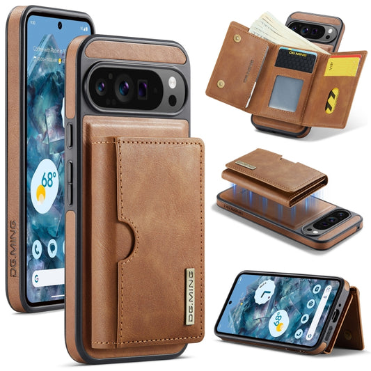 For Google Pixel 9 Pro XL DG.MING M6 Series RFID Tri-fold Card Bag Removable Leather Phone Case(Brown) - Google Cases by DG.MING | Online Shopping South Africa | PMC Jewellery | Buy Now Pay Later Mobicred