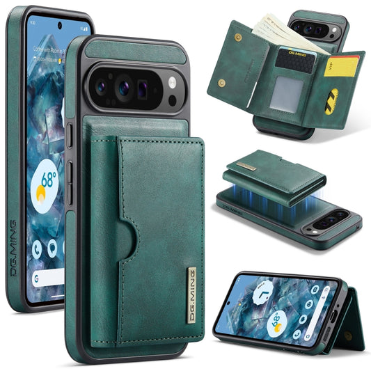 For Google Pixel 9 Pro XL DG.MING M6 Series RFID Tri-fold Card Bag Removable Leather Phone Case(Green) - Google Cases by DG.MING | Online Shopping South Africa | PMC Jewellery | Buy Now Pay Later Mobicred