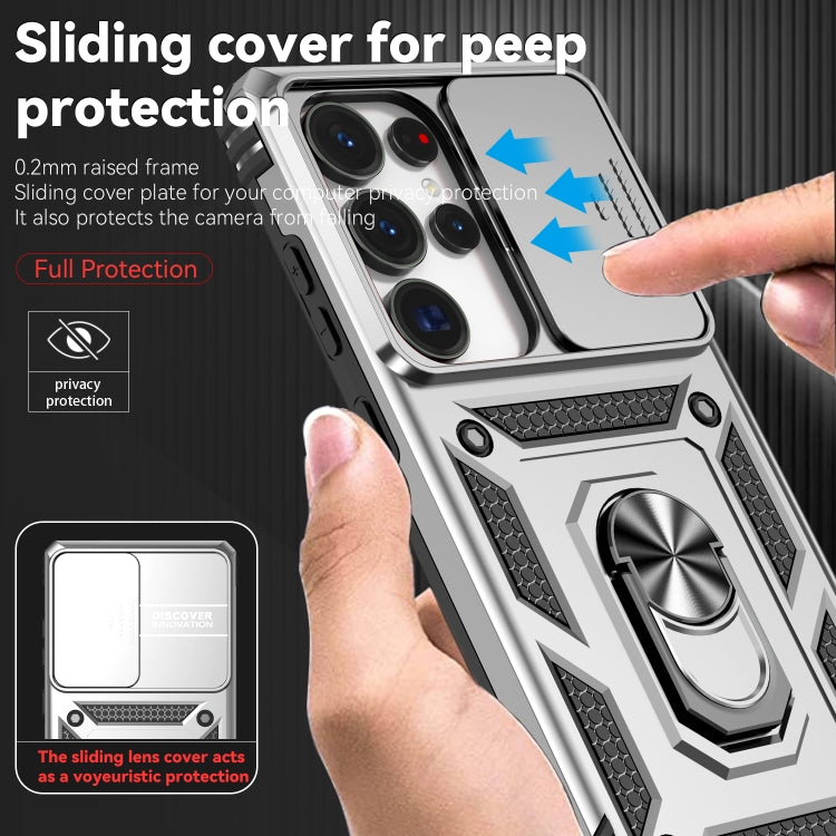 For Samsung Galaxy S25 Ultra 5G Sliding Camshield Holder Phone Case(Silver) - free shipping - PMC Jewellery - Order now!