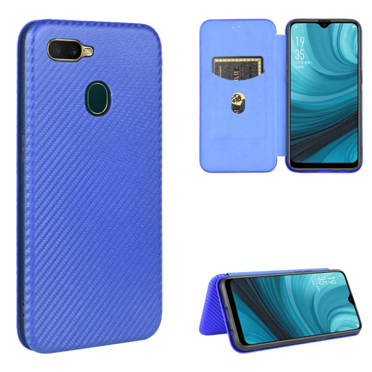 For OPPO A7(AX7) / A5s / AX5s / A12 Carbon Fiber Texture Horizontal Flip TPU + PC + PU Leather Case with Card Slot(Blue) - OPPO Cases by PMC Jewellery | Online Shopping South Africa | PMC Jewellery