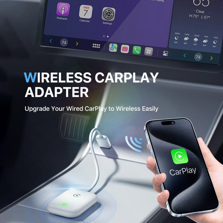 USB Interface Wired to Wireless Car CarPlay Adapter(White) - Bluetooth Adapters by PMC TechLife | Online Shopping South Africa | PMC TechLife | Buy Now Pay Later Mobicred