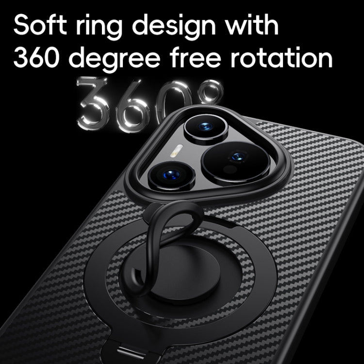 For Huawei Pura 70 Ultra Carbon Fiber MagSafe Phone Case with 360 Degree Rotating Holder(Black Gold) - Huawei Cases by PMC Jewellery | Online Shopping South Africa | PMC Jewellery | Buy Now Pay Later Mobicred