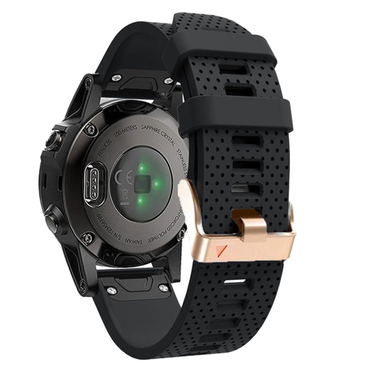 For Garmin 20mm Spotted Rose Gold Buckle Silicone Quick Release Watch Band(Black) - free shipping - PMC TechLife - Order now!
