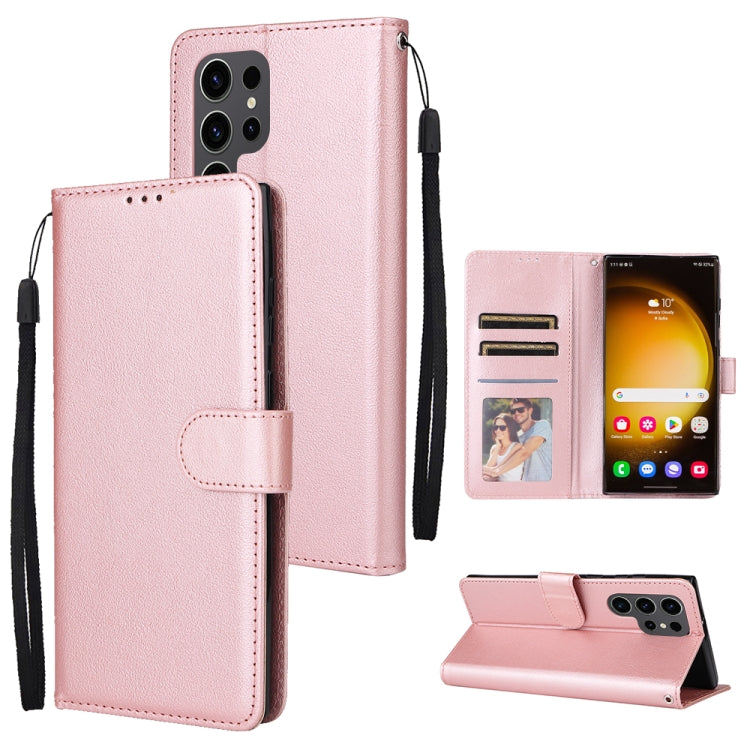 For Samsung Galaxy S25 Ultra 5G 3-Card Slots Multifunctional Leather Phone Case(Rose Gold) - Galaxy S25 Ultra 5G Cases by PMC Jewellery | Online Shopping South Africa | PMC Jewellery | Buy Now Pay Later Mobicred