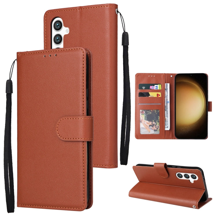For Samsung Galaxy S25+ 5G 3-Card Slots Multifunctional Leather Phone Case(Brown) - free shipping - PMC Jewellery - Order now!