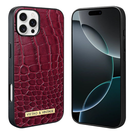 For iPhone 16 Pro VIETAO Alligator Texture PU Phone Case(Red) - iPhone 16 Pro Cases by VIETAO | Online Shopping South Africa | PMC Jewellery | Buy Now Pay Later Mobicred