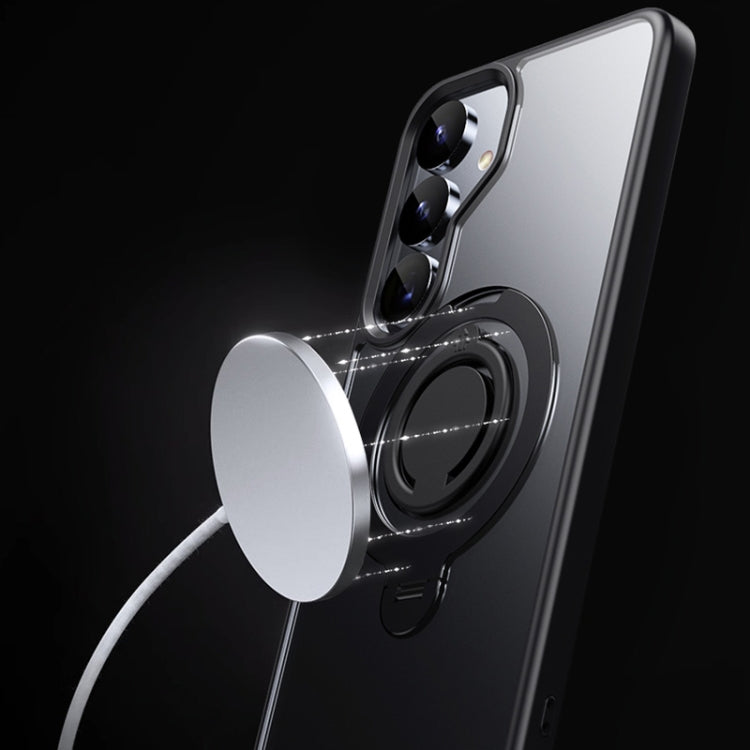 For Samsung Galaxy S25 5G Frosted MagSafe Phone Case with 360 Degree Rotating Holder(Blue) - Galaxy S25 5G Cases by PMC Jewellery | Online Shopping South Africa | PMC Jewellery | Buy Now Pay Later Mobicred