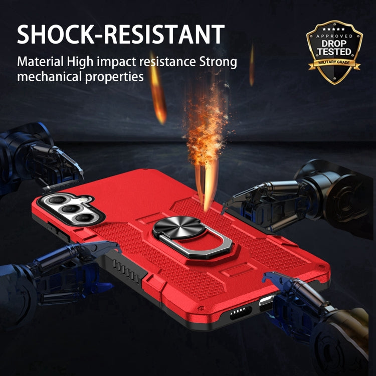 For Samsung Galaxy S25 5G Ring Holder Armor Hybrid Phone Case(Red) - Galaxy S25 5G Cases by PMC Jewellery | Online Shopping South Africa | PMC Jewellery | Buy Now Pay Later Mobicred