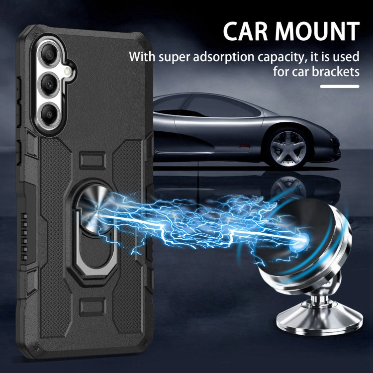 For Samsung Galaxy S25+ 5G Ring Holder Armor Hybrid Phone Case(Black) - Galaxy S25+ 5G Cases by PMC Jewellery | Online Shopping South Africa | PMC Jewellery | Buy Now Pay Later Mobicred