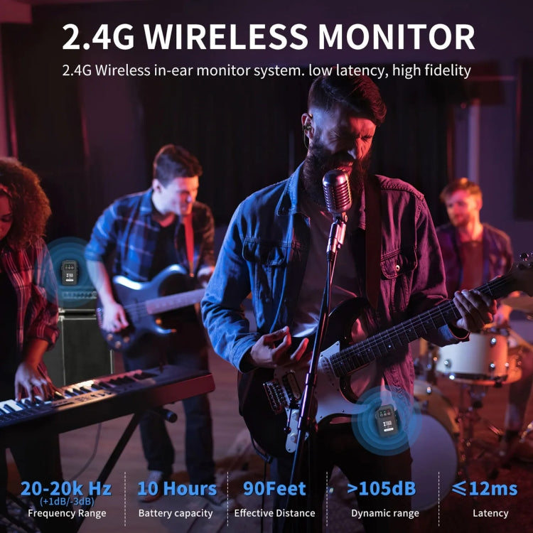 XTUGA J02 2.4G Stereo Wireless In-Ear Mini Monitor System with Transmitter & Receiver(Black) - Microphone by XTUGA | Online Shopping South Africa | PMC TechLife | Buy Now Pay Later Mobicred