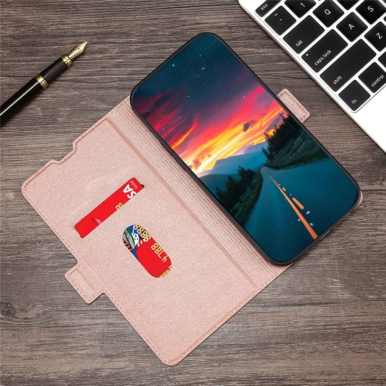 For Samsung Galaxy S25+ 5G Ultra-thin Voltage Side Buckle Horizontal Flip Leather Phone Case(Rose Gold) - Galaxy S25+ 5G Cases by PMC Jewellery | Online Shopping South Africa | PMC Jewellery | Buy Now Pay Later Mobicred