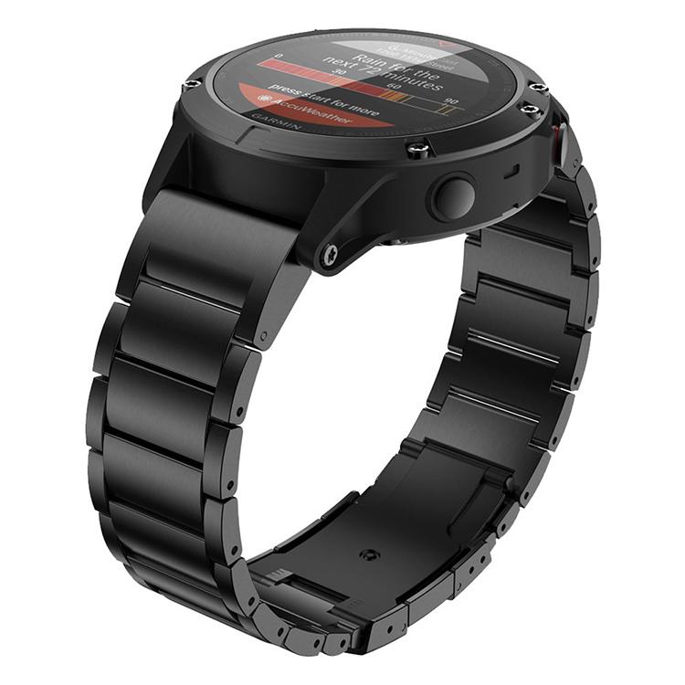 For Garmin 22mm Three-beads Titanium Alloy Push Buckle Metal Quick Release Watch Band(Black) - Watch Bands by PMC TechLife | Online Shopping South Africa | PMC TechLife | Buy Now Pay Later Mobicred
