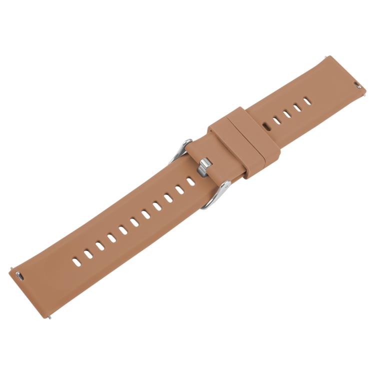 20mm Solid Color Steel Buckle Silicone Watch Band(Brown) - 20mm Bands by PMc TechLife | Online Shopping South Africa | PMc TechLife | Buy Now Pay Later Mobicred