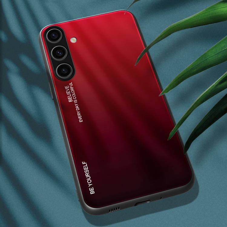 For Samsung Galaxy S25+ 5G Gradient Color Glass Phone Case(Red Black) - free shipping - PMC Jewellery - Order now!