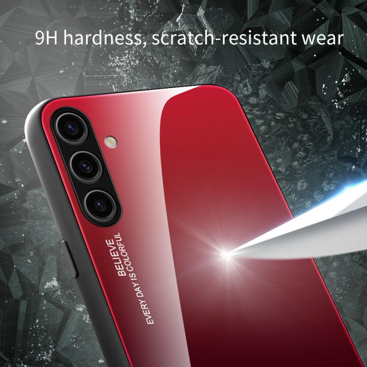 For Samsung Galaxy S25+ 5G Gradient Color Glass Phone Case(Red Black) - free shipping - PMC Jewellery - Order now!