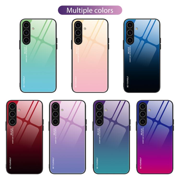 For Samsung Galaxy S25+ 5G Gradient Color Glass Phone Case(Red Black) - free shipping - PMC Jewellery - Order now!