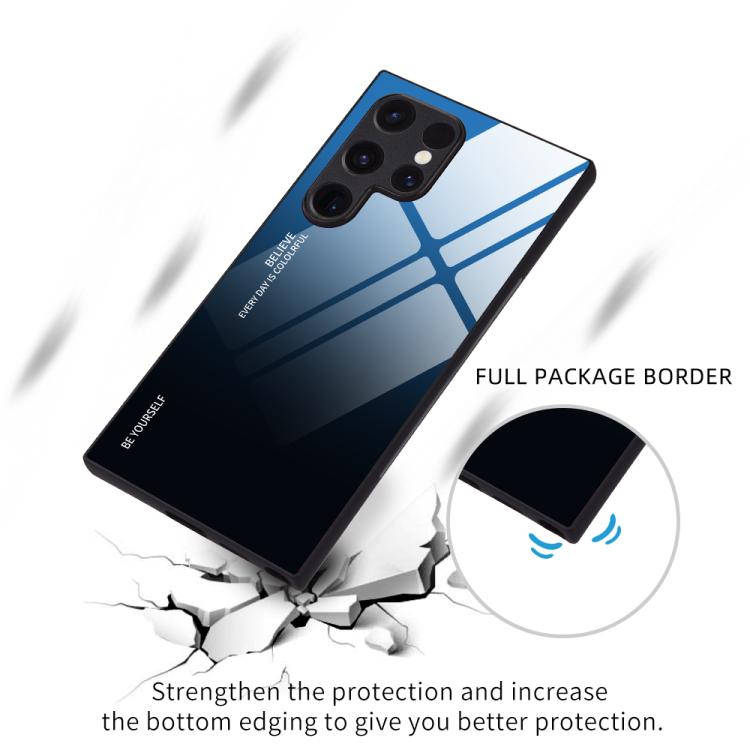 For Samsung Galaxy S25 Ultra 5G Gradient Color Glass Phone Case(Blue Black) - Galaxy S25 Ultra 5G Cases by PMC Jewellery | Online Shopping South Africa | PMC Jewellery | Buy Now Pay Later Mobicred