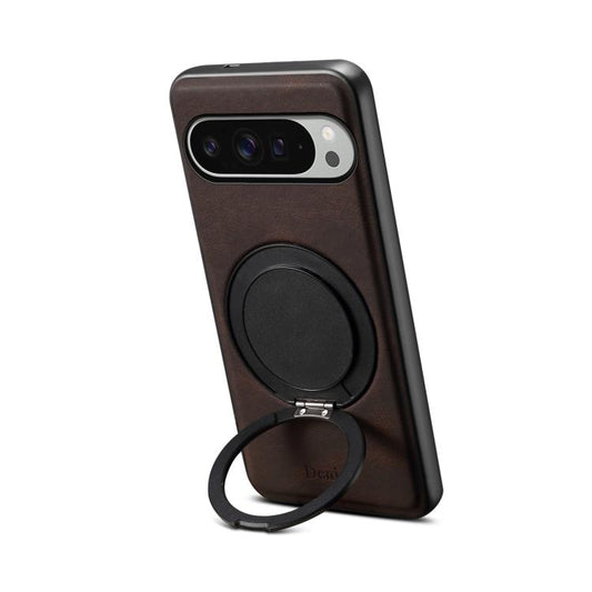 For Google Pixel 9 Pro XL Denior A14 Skin Feel Rotating Holder MagSafe Phone Case(Brown) - Google Cases by Denior | Online Shopping South Africa | PMC Jewellery | Buy Now Pay Later Mobicred