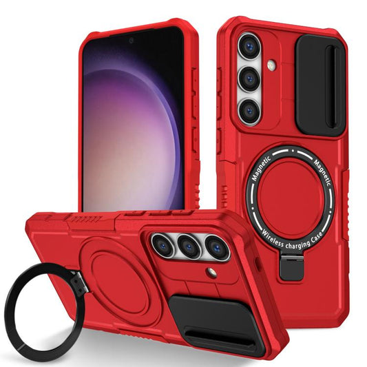 For Samsung Galaxy S25+ 5G Sliding Camshield MagSafe Holder TPU Hybrid PC Phone Case(Red) - Galaxy S25+ 5G Cases by PMC Jewellery | Online Shopping South Africa | PMC Jewellery | Buy Now Pay Later Mobicred