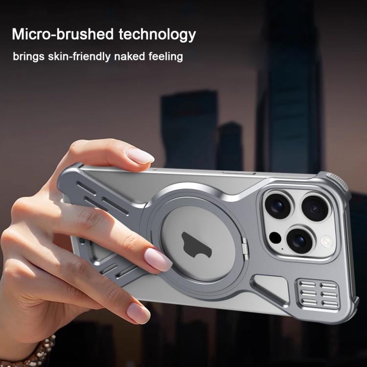 For iPhone 16 Armor 360 Holder Frameless Alloy MagSafe Phone Case(Space Gray) - iPhone 16 Cases by PMc TechLife | Online Shopping South Africa | PMc TechLife | Buy Now Pay Later Mobicred