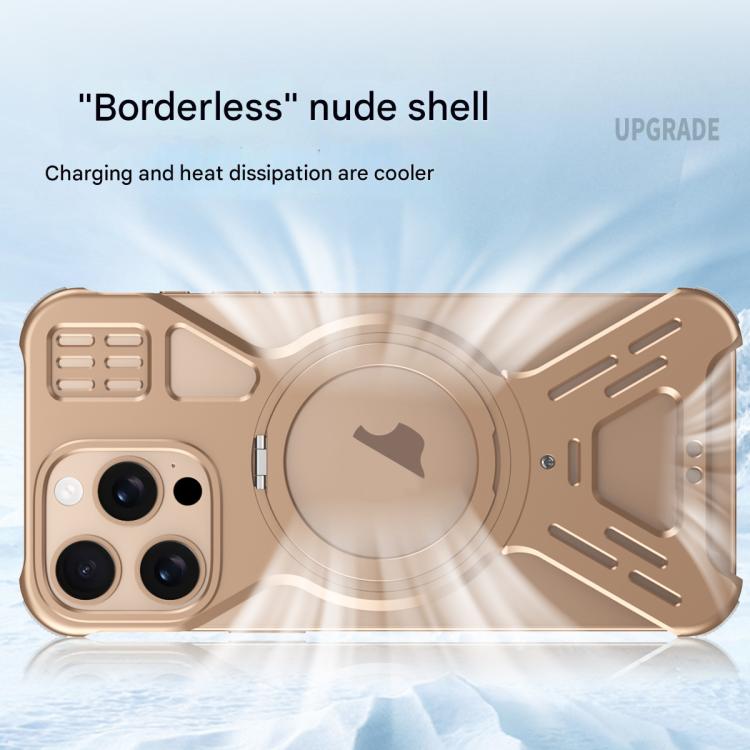 For iPhone 16 Pro Max Armor 360 Holder Frameless Alloy MagSafe Phone Case(Black) - iPhone 16 Pro Max Cases by PMc TechLife | Online Shopping South Africa | PMc TechLife | Buy Now Pay Later Mobicred