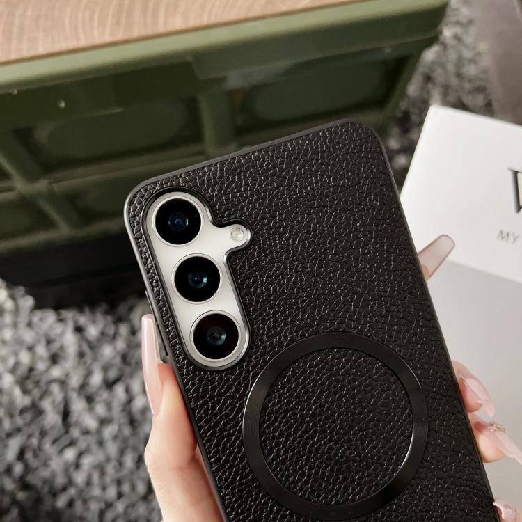 For Samsung Galaxy S25 5G CD Magsafe Magnetic Litchi Texture Phone Case(Green) - Galaxy S25 5G Cases by PMC TechLife | Online Shopping South Africa | PMC TechLife | Buy Now Pay Later Mobicred