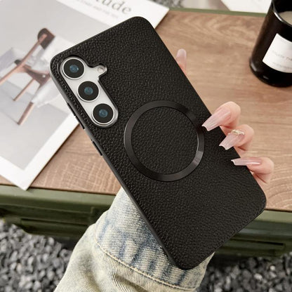 For Samsung Galaxy S25+ 5G CD Magsafe Magnetic Litchi Texture Phone Case(Black) - Galaxy S25+ 5G Cases by PMC Jewellery | Online Shopping South Africa | PMC Jewellery | Buy Now Pay Later Mobicred