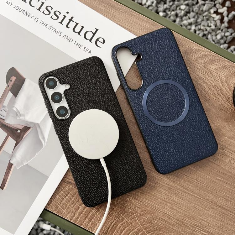 For Samsung Galaxy S25+ 5G CD Magsafe Magnetic Litchi Texture Phone Case(Blue) - Galaxy S25+ 5G Cases by PMC TechLife | Online Shopping South Africa | PMC TechLife | Buy Now Pay Later Mobicred