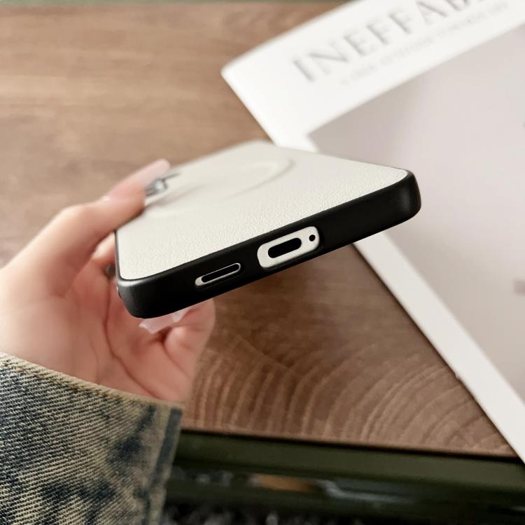 For Samsung Galaxy S25 5G Magsafe Magnetic Plain Leather Phone Case(Black) - Galaxy S25 5G Cases by PMC TechLife | Online Shopping South Africa | PMC TechLife | Buy Now Pay Later Mobicred