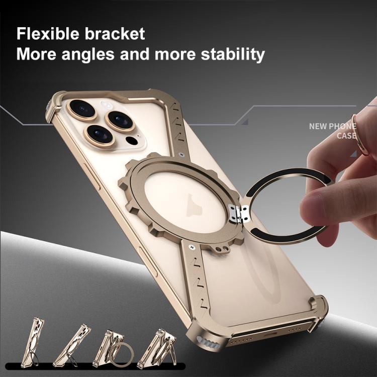 For iPhone 16 Plus Z-shaped Frameless Metal 360 Holder MagSafe Phone Case(Space Grey) - free shipping - PMc TechLife - Order now!