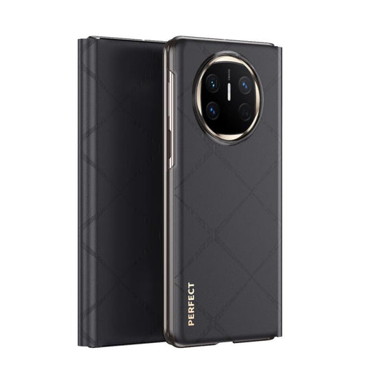 For Huawei Mate X6 Plain Leather Embossed MagSafe Magnetic Phone Leather Case(Black) - Huawei Cases by PMC Jewellery | Online Shopping South Africa | PMC Jewellery | Buy Now Pay Later Mobicred