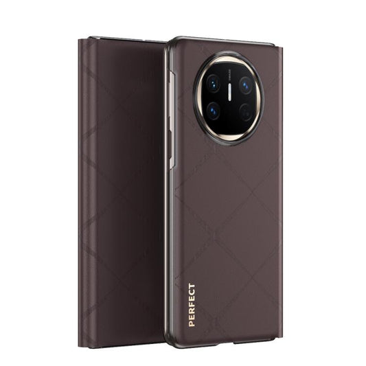 For Huawei Mate X6 Plain Leather Embossed MagSafe Magnetic Phone Leather Case(Coffee) - Huawei Cases by PMC Jewellery | Online Shopping South Africa | PMC Jewellery | Buy Now Pay Later Mobicred