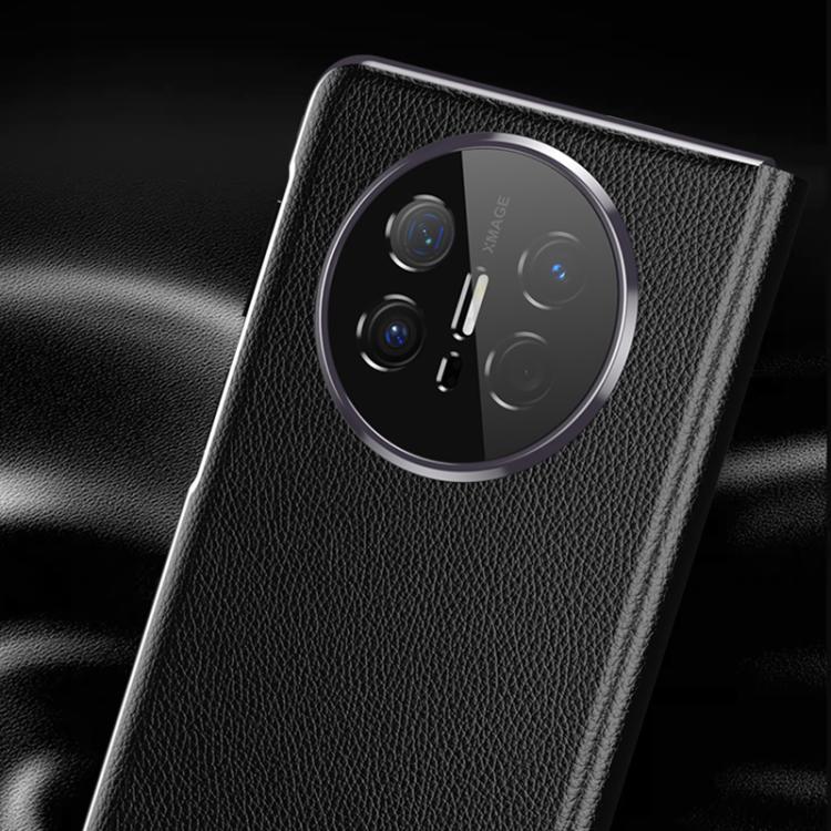 For Huawei Mate X6 Electroplating Litchi Pattern Grain Leather Smart Window MagSafe Phone Leather Case(Black) - Huawei Cases by PMC TechLife | Online Shopping South Africa | PMC TechLife | Buy Now Pay Later Mobicred