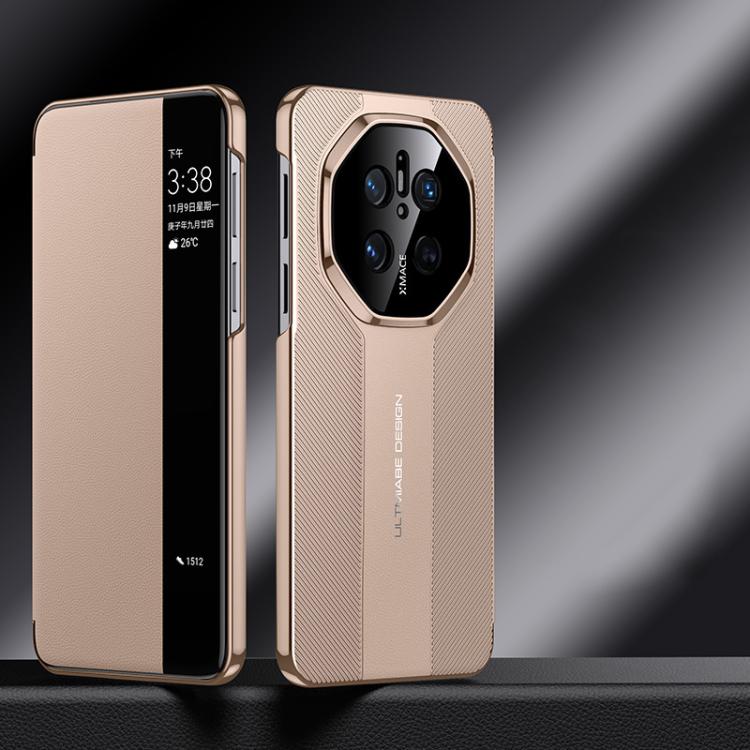 For Huawei Mate 70 Smart View Window Imitation Ultimate Design Phone Case(Gold) - Huawei Cases by PMC TechLife | Online Shopping South Africa | PMC TechLife | Buy Now Pay Later Mobicred