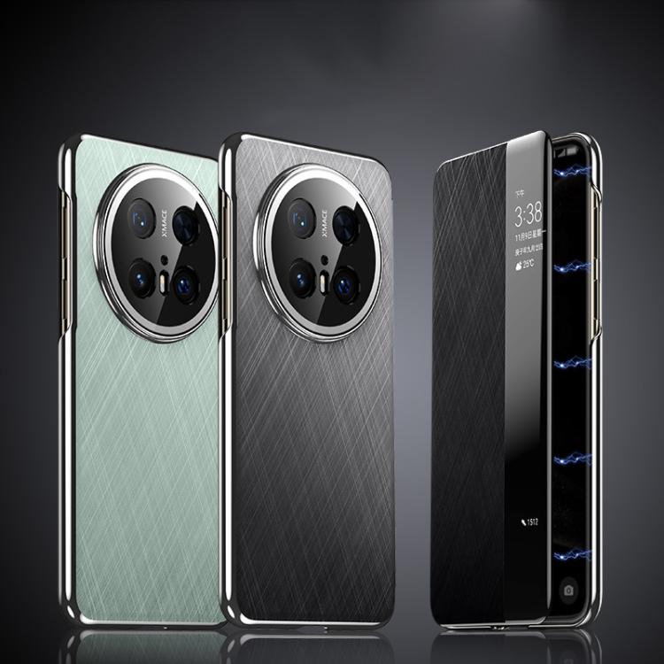For Huawei Mate 60 Smart View Window Plain Leather Paint PC Phone Case(Grey) - Huawei Cases by PMC TechLife | Online Shopping South Africa | PMC TechLife | Buy Now Pay Later Mobicred