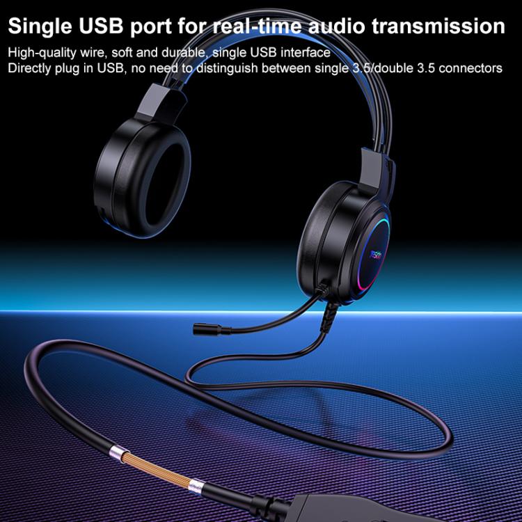 Yesido EK05 USB Wired RGB Light Gaming Headset with Mic, Cable length: 1.2m(Black) - free shipping - PMC TechLife - Order now!