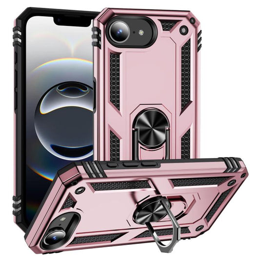 For iPhone 16e Shockproof TPU Hybrid PC Phone Case with Holder(Rose Gold) - iPhone 16e Cases by PMC Jewellery | Online Shopping South Africa | PMC Jewellery | Buy Now Pay Later Mobicred