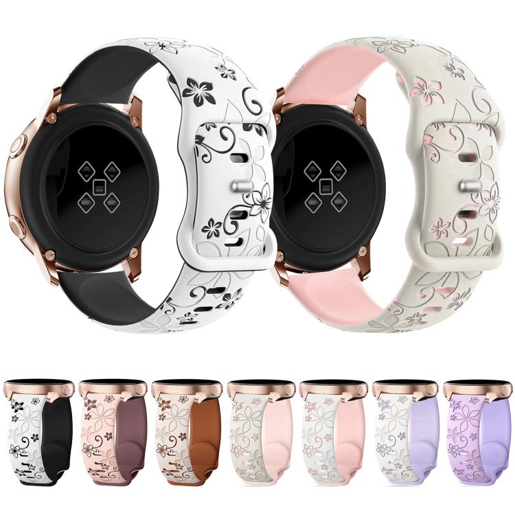 20mm Two Color Bauhinia Embossed Silicone Watch Band(White Black) - free shipping - PMc TechLife - Order now!
