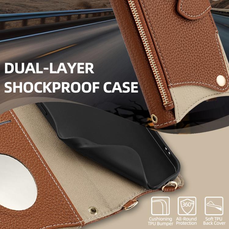 For Nokia G42 / G310 Crossbody Chain Fishtail Litchi Leather Phone Case(Brown) - Nokia Cases by PMC TechLife | Online Shopping South Africa | PMC TechLife | Buy Now Pay Later Mobicred