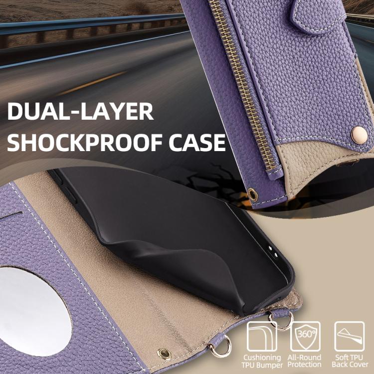 For Sharp Aquos wish4 Crossbody Chain Fishtail Litchi Leather Phone Case(Purple) - More Brand by PMC TechLife | Online Shopping South Africa | PMC TechLife | Buy Now Pay Later Mobicred