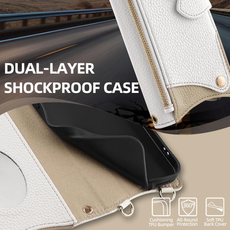 For Sharp Aquos wish4 Crossbody Chain Fishtail Litchi Leather Phone Case(White) - More Brand by PMC TechLife | Online Shopping South Africa | PMC TechLife | Buy Now Pay Later Mobicred