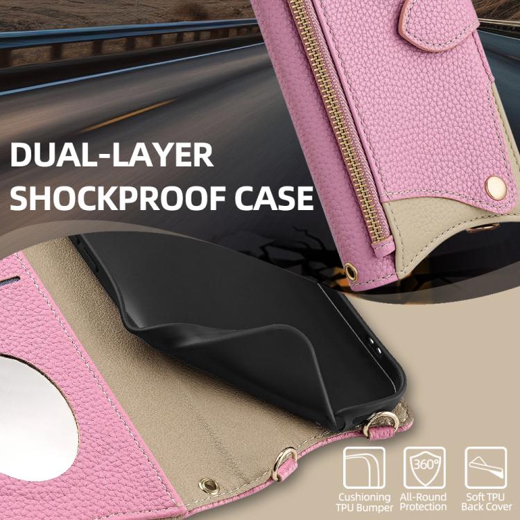 For Google Pixel 6 Pro Crossbody Chain Fishtail Litchi Leather Phone Case(Pink) - Google Cases by PMC TechLife | Online Shopping South Africa | PMC TechLife | Buy Now Pay Later Mobicred