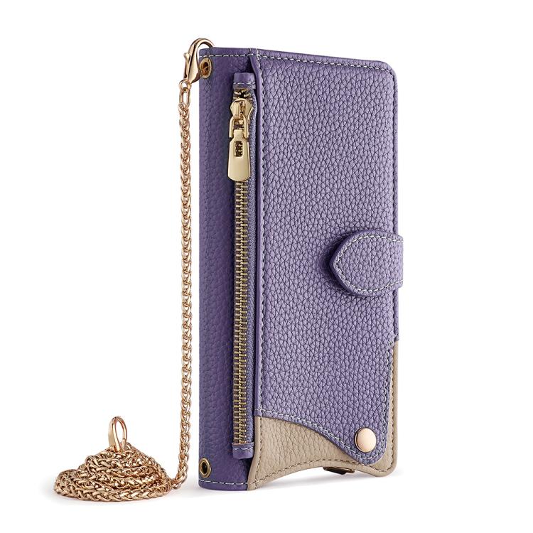 For Google Pixel 8 Crossbody Chain Fishtail Litchi Leather Phone Case(Purple) - Google Cases by PMC TechLife | Online Shopping South Africa | PMC TechLife | Buy Now Pay Later Mobicred
