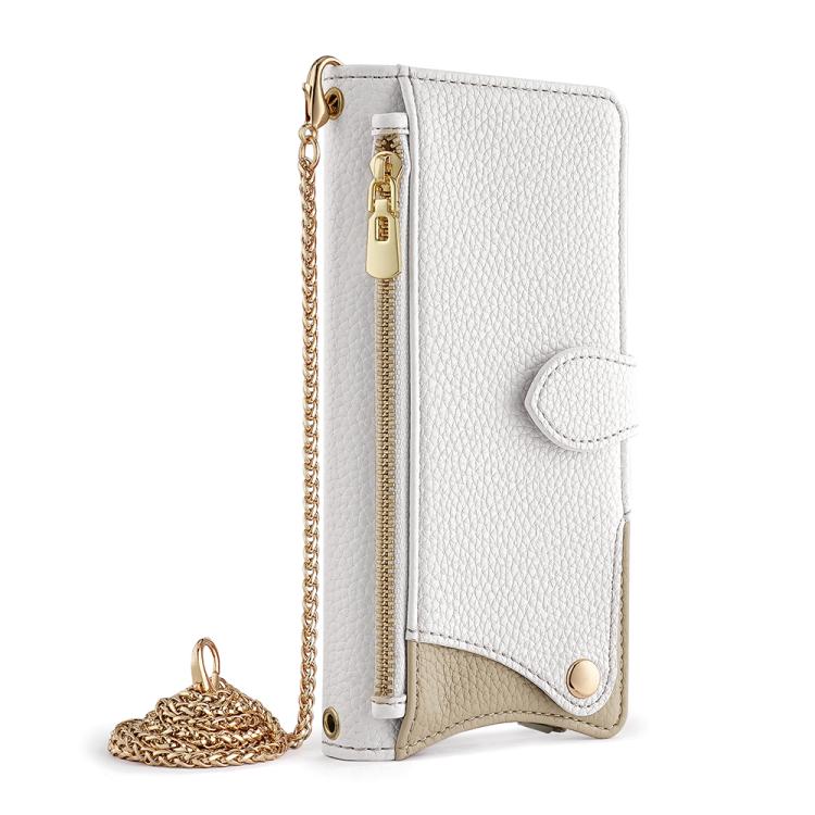 For Google Pixel 8 Crossbody Chain Fishtail Litchi Leather Phone Case(White) - Google Cases by PMC TechLife | Online Shopping South Africa | PMC TechLife | Buy Now Pay Later Mobicred