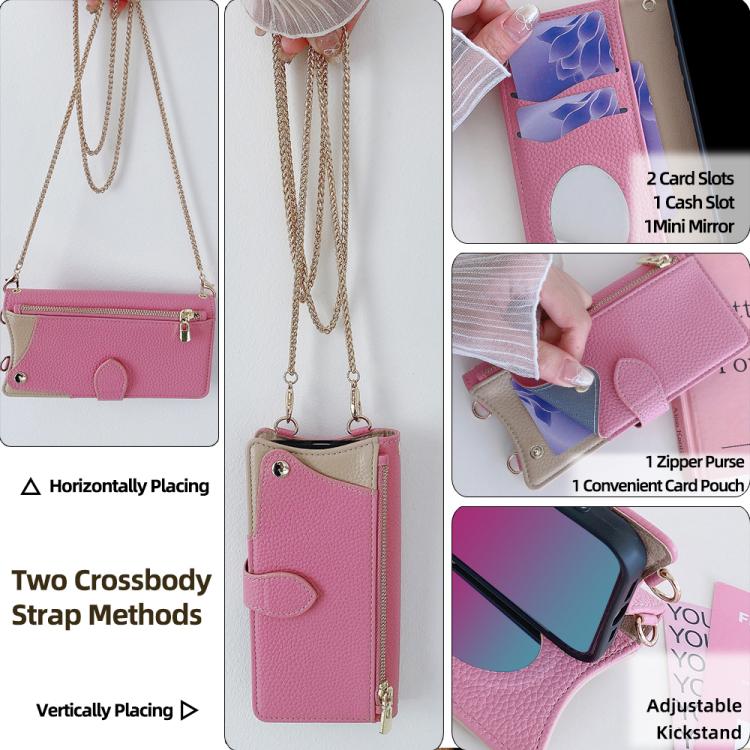 For Tecno Camon 30 Pro Crossbody Chain Fishtail Litchi Leather Phone Case(Pink) - Tecno Cases by PMC TechLife | Online Shopping South Africa | PMC TechLife | Buy Now Pay Later Mobicred